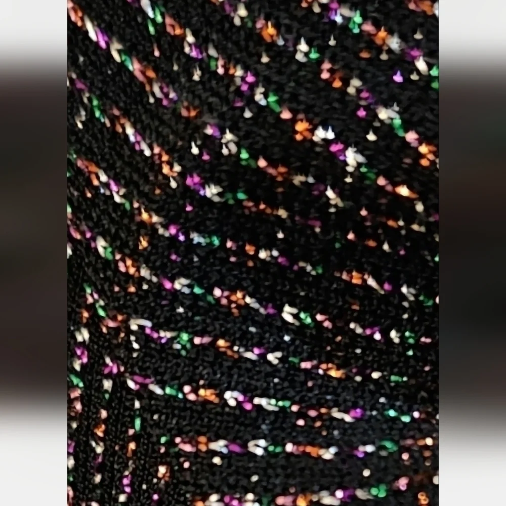 Ophelia Roe - NEW Women's Mock Neck Form- Fitted Midi Multicolor Shimmery Dress﻿ - Picture 4 of 7